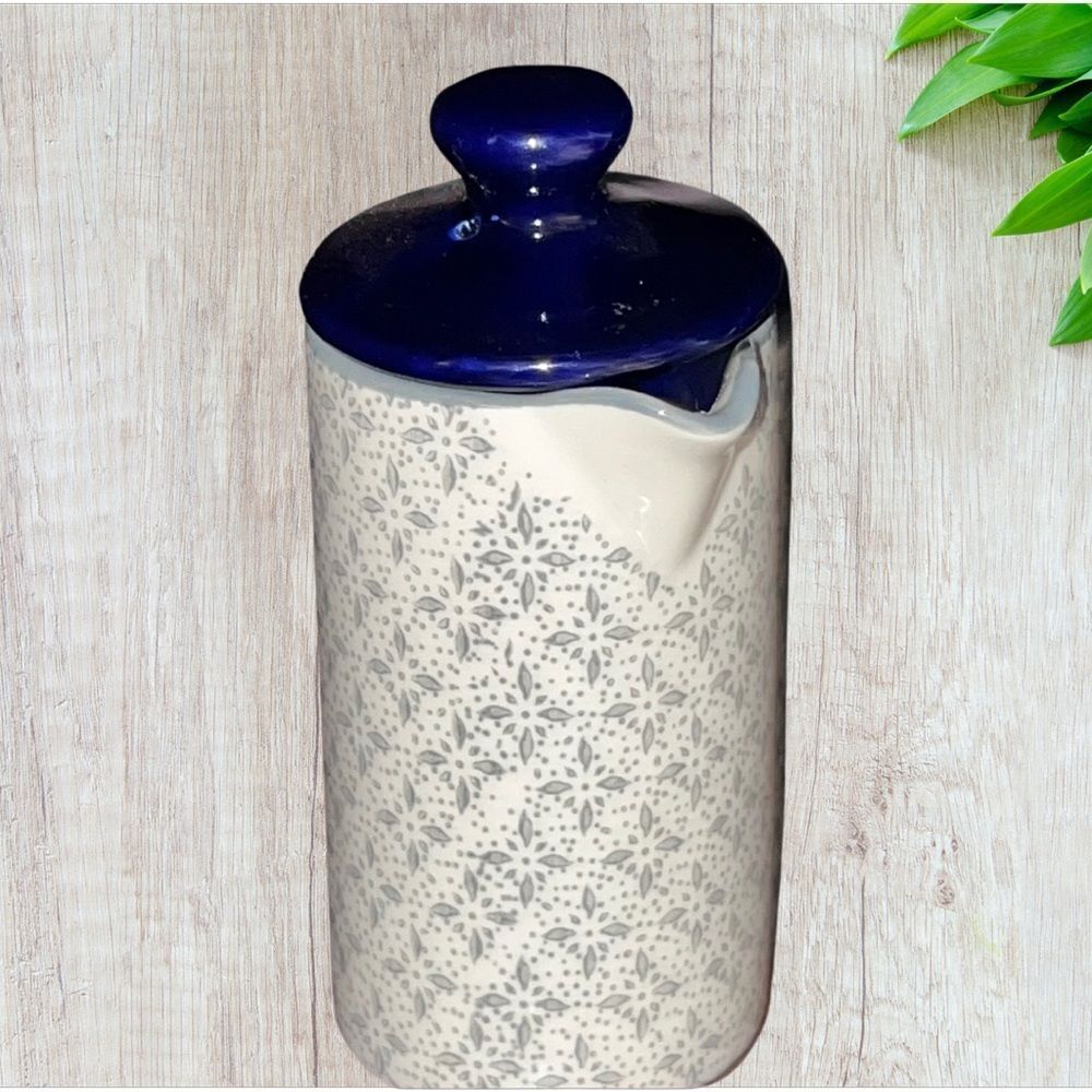 Creative Co-Op Mini Ceramic Hand Held Pitcher with Lid